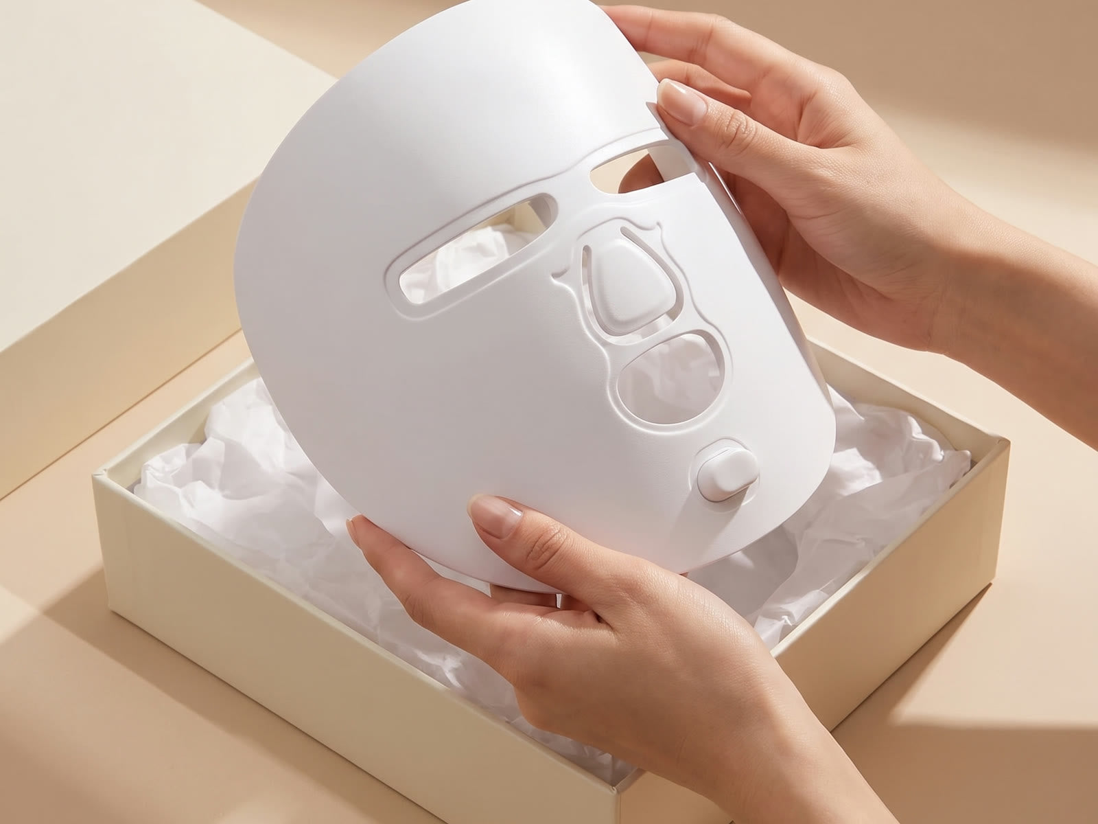 Lumière mask in its premium gift box
